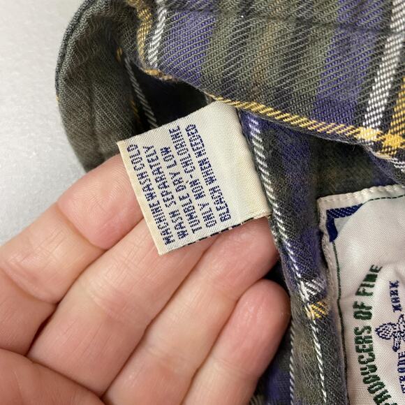 Vtg American Eagle Flannel Shirt Mens Large Green Plaid Pocket Button Fader Y2K - Picture 8 of 9